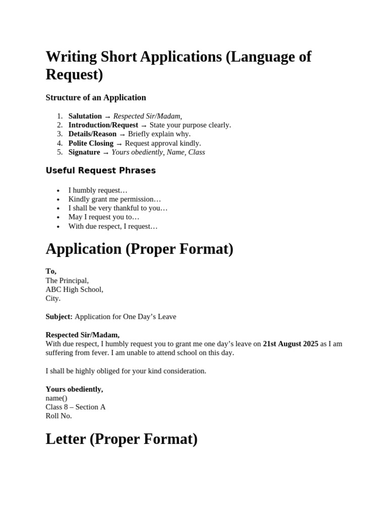 Writing Short Applications and Letters | PDF