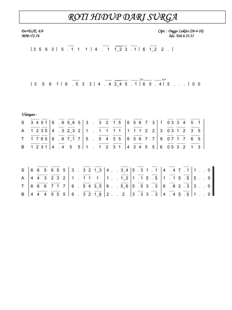 Roti Hidup Dari Surga - Angka | PDF