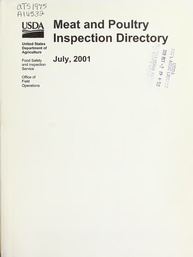 Meat Inspection United States Directories; Poultry Inspection United ...