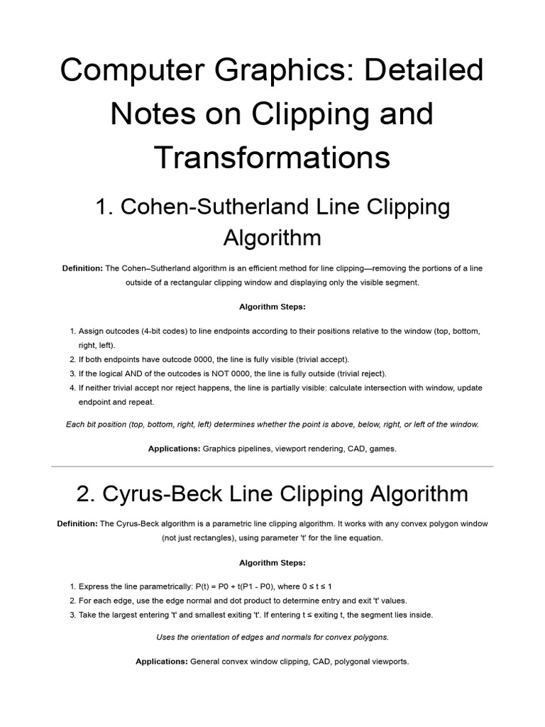 Clipping and Transformations in Graphics | PDF | 3 D Computer Graphics ...