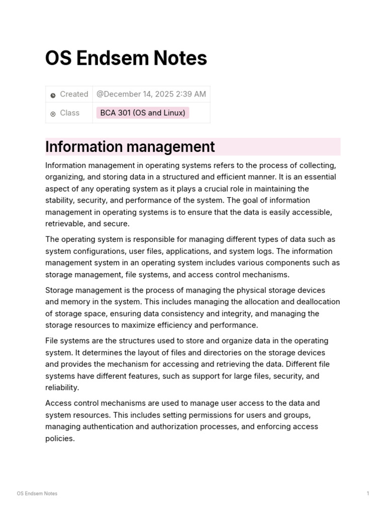 Operating Systems Information Management | PDF | File System | Computer ...
