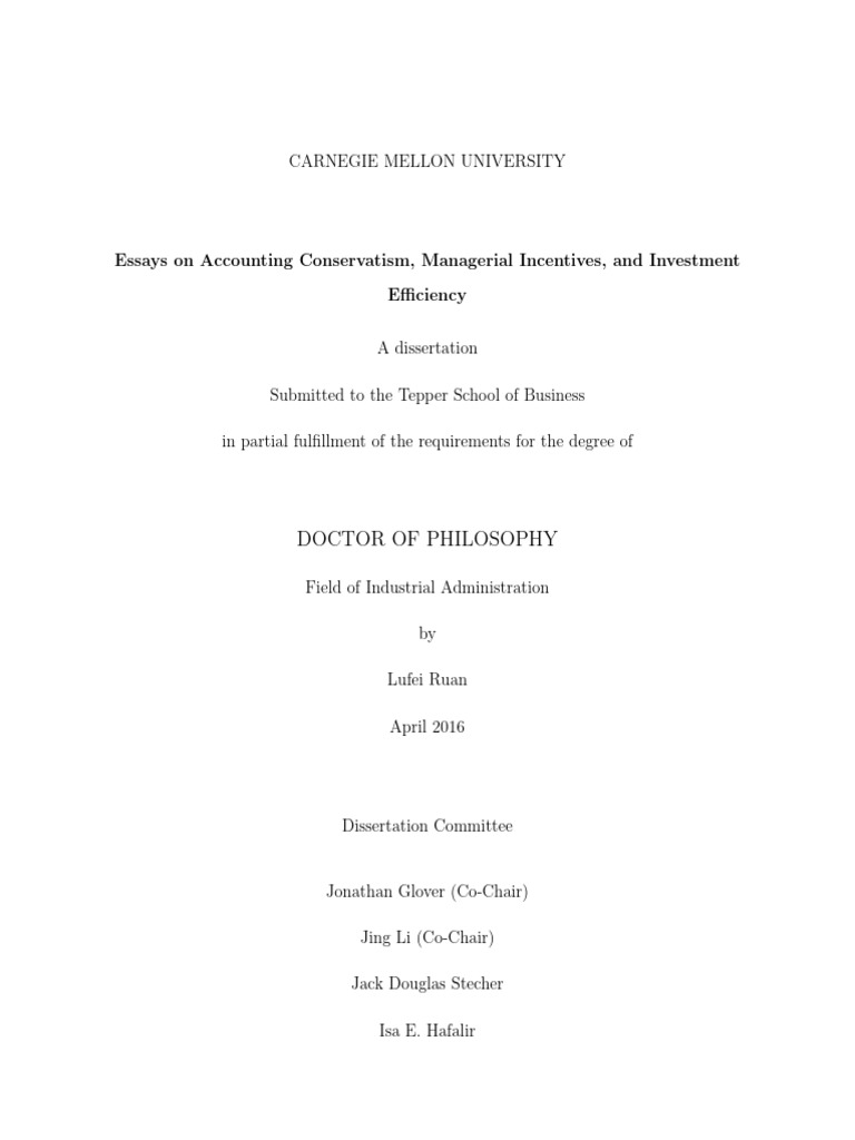 2016 Accounting Ruan Dissertation | PDF | Incentive | Moral Hazard
