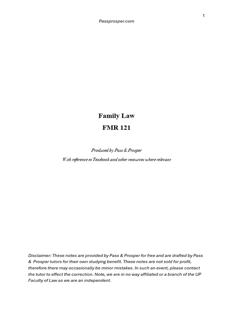 FMR 121 Notes 2025 Updated | PDF | Marriage | Civil Union