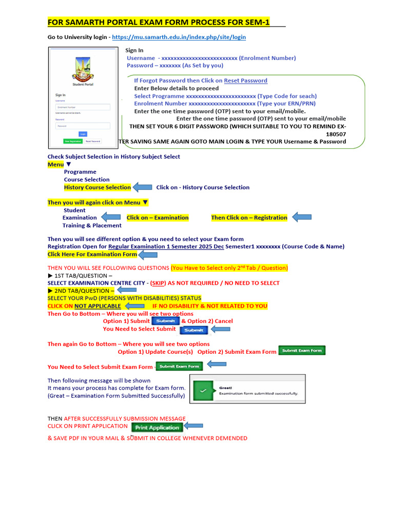 Sem-1 - NEP - Exam Form Process of Student After Subject Selection - in ...