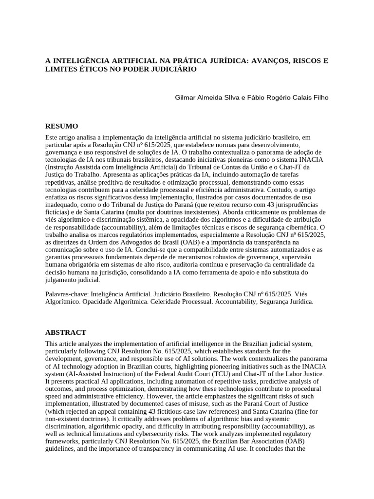 IA no Judiciário: Avanços e Riscos Éticos | PDF | Inteligência ...