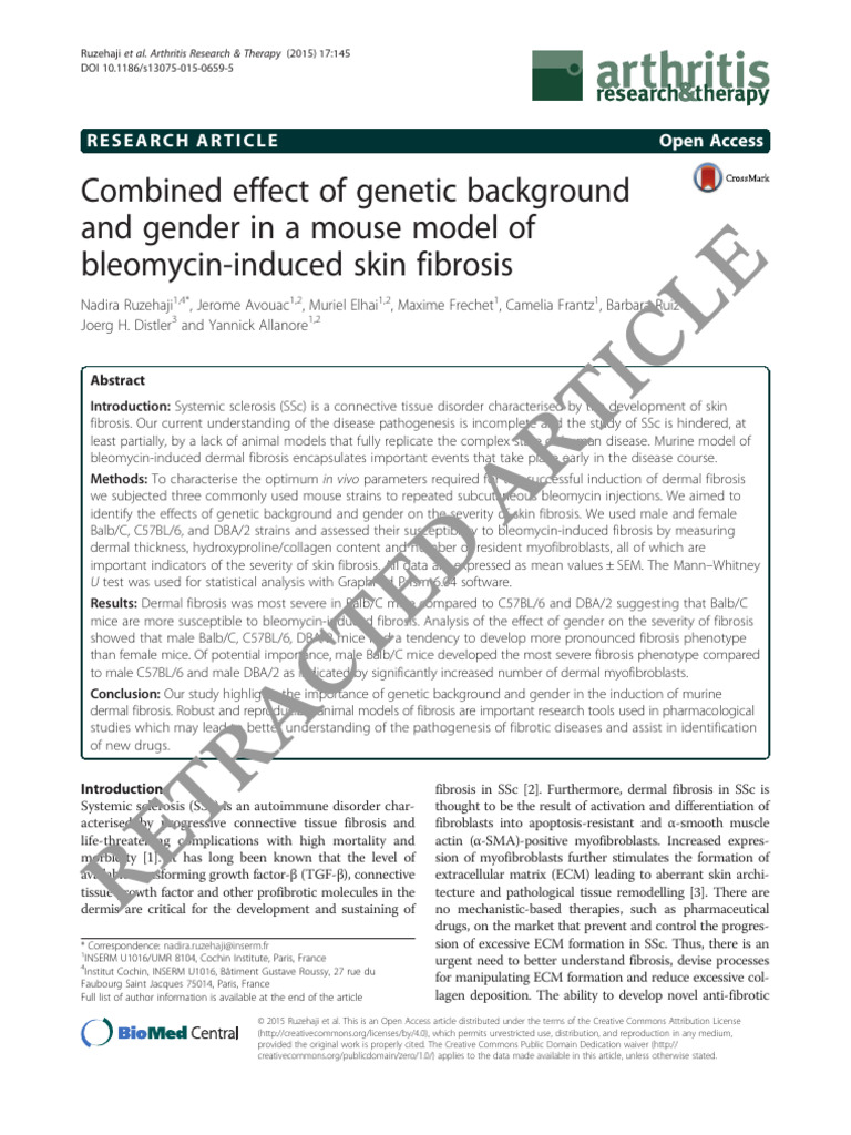Effect of Gender on Mouse Model Treated With Bleomycin | PDF ...