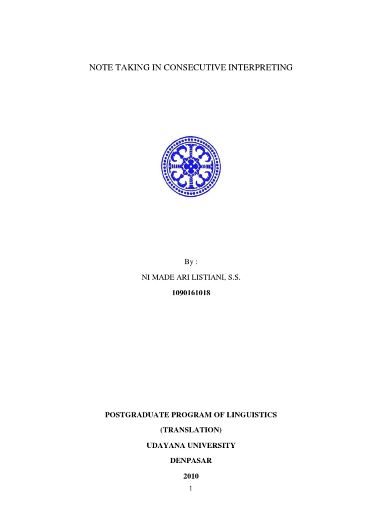 Note-Taking in Consecutive Interpreting | PDF