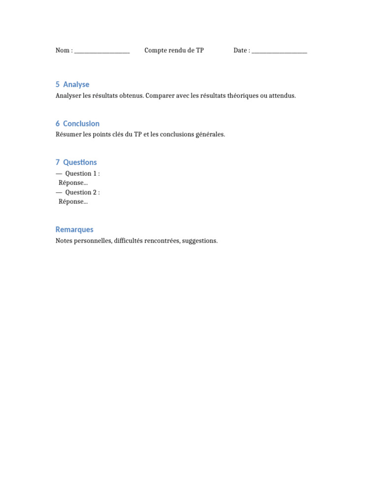 Compte Rendu de TP : Analyse et Conclusions | PDF