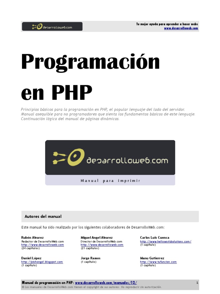 Manual de Programacion PHP | PDF | Php | Servidor HTTP Apache