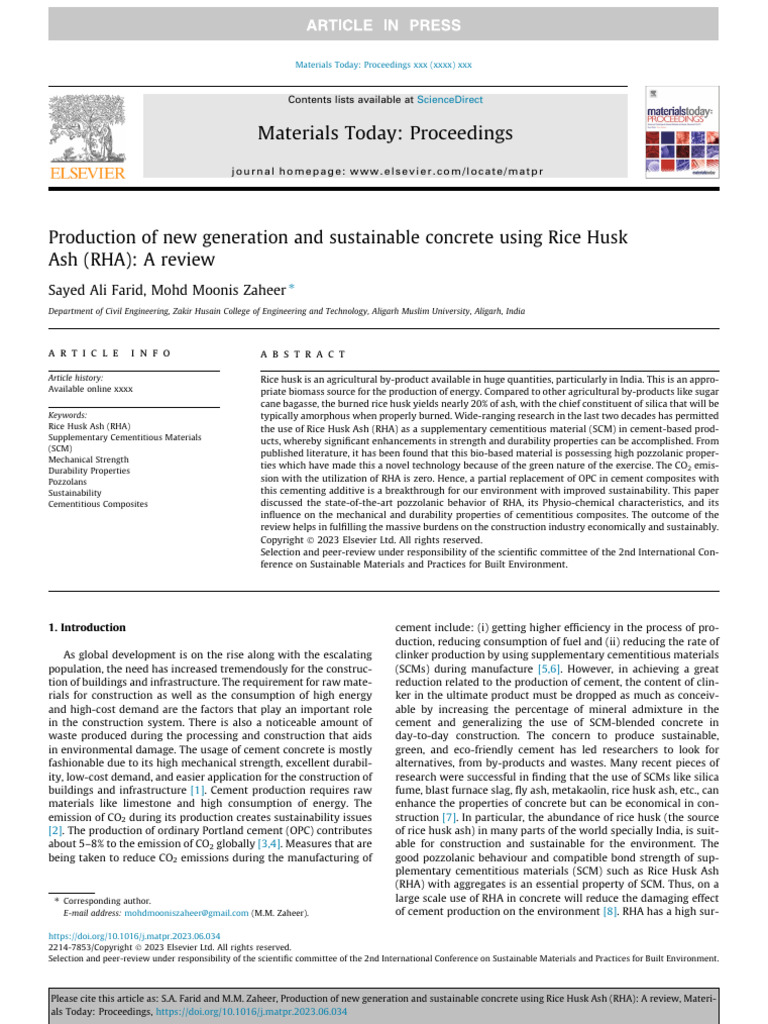 Sustainable Concrete with Rice Husk Ash | PDF | Concrete | Cement