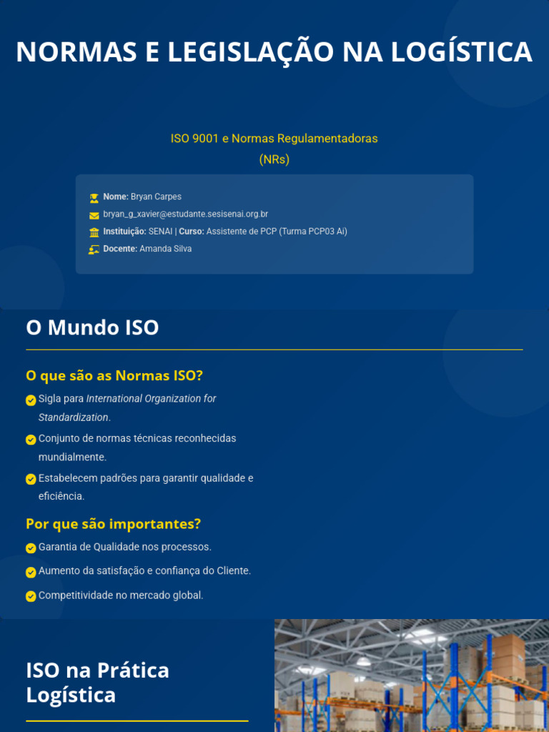 Normas ISO e NRs na Logística | PDF | Logística | Qualidade (negócios)