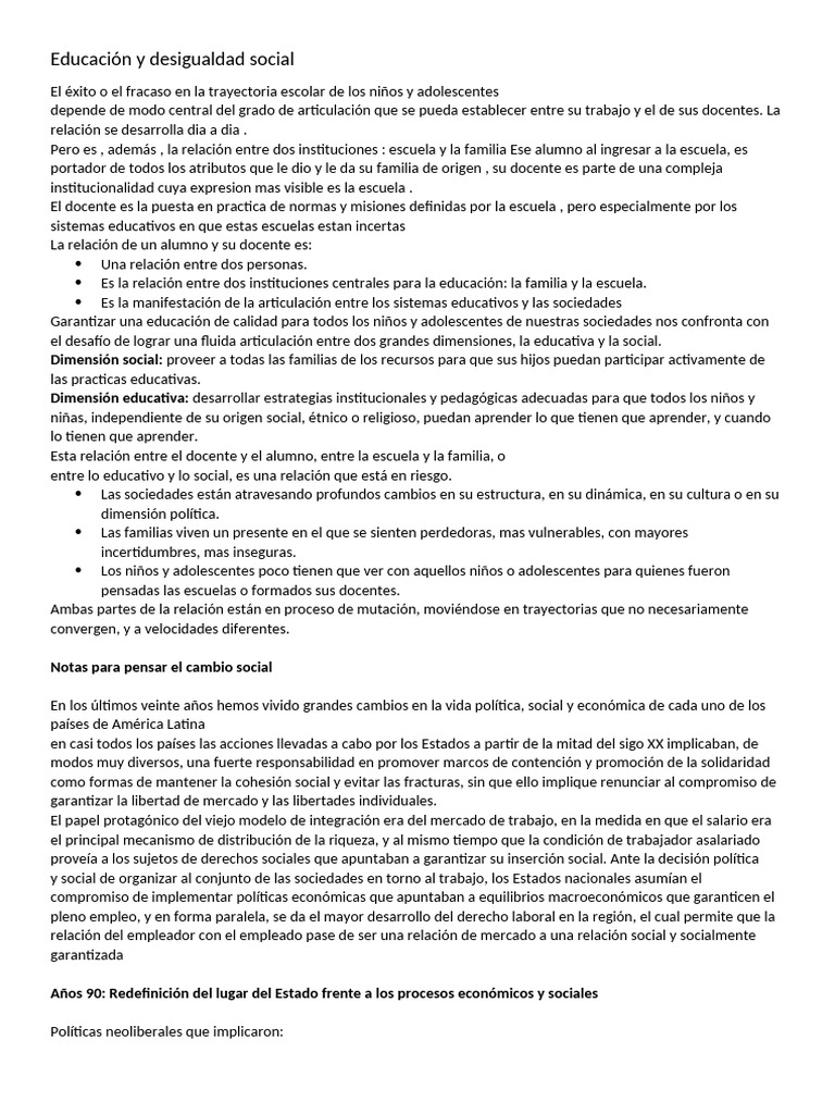 Educación y Desigualdad Social en América Latina | PDF | Desigualdad ...