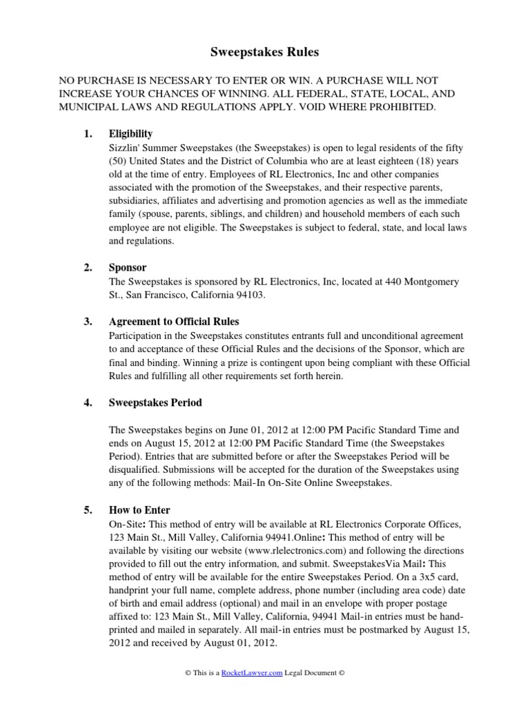Sweepstakes Rules | PDF | Justice | Crime & Violence