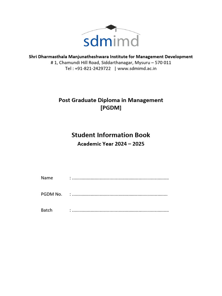 PGDM Student Information Handbook 2024-25 | PDF | Analytics | Master Of ...