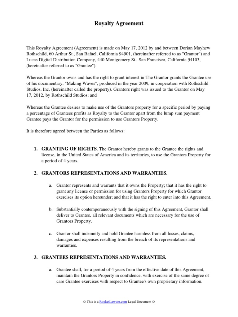 Royalty Agreement Breach Of Contract Royalty Payment