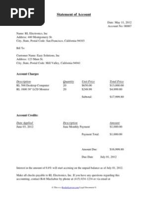 Statement of Account