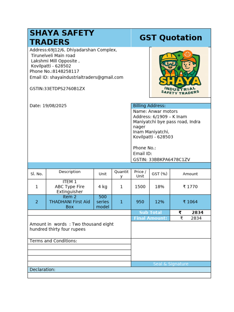 GST Quotation Anwar | PDF