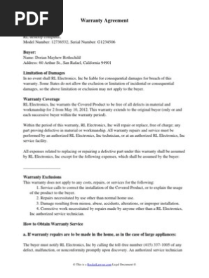 Warranty Agreement