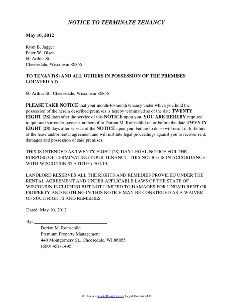 Wisconsin Eviction Notice PDF