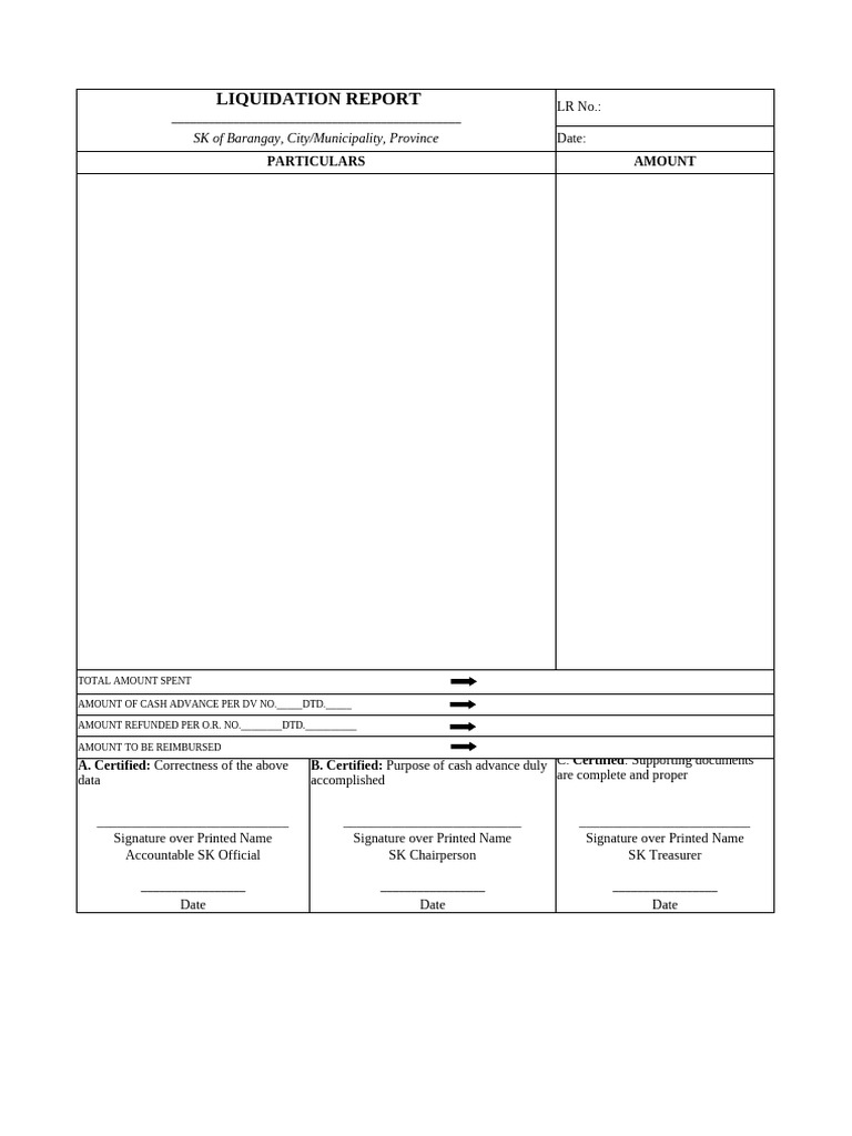 Barangay Liquidation Report Template | PDF