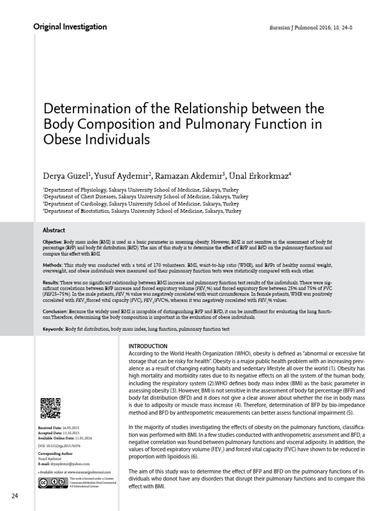 Body Composition's Impact on Lung Function | PDF | Body Mass Index ...