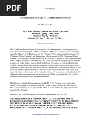 Private Placement Memorandum