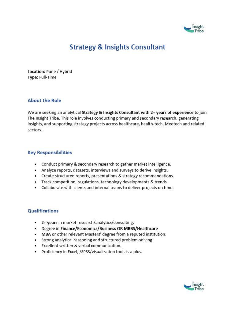 JD - Strategy & Insights Consultant | PDF