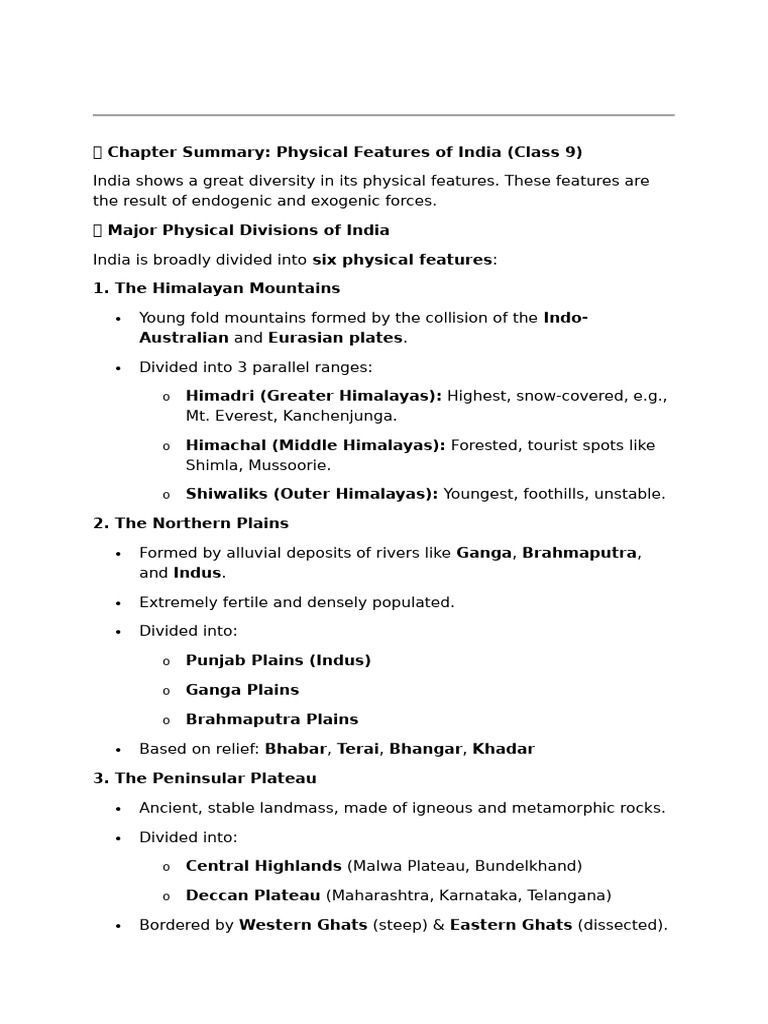 Physical Features of India Overview | PDF | Himalayas | Earth Sciences