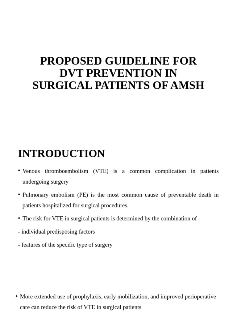 DVT Prevention Guidelines for Surgical Patients | PDF | Thrombosis ...