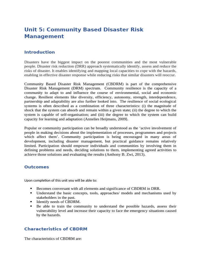 Community-Based Disaster Risk Management | PDF | Disaster Risk ...