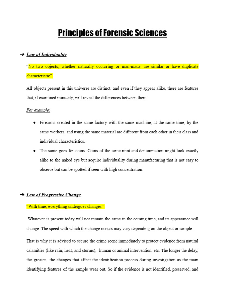 Forensic Science Principles Explained | PDF | Crime Scene | Forensic ...