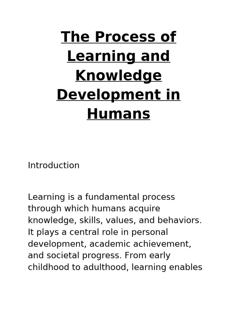 The Process of Learning and Knowledge Development in Humans | PDF ...