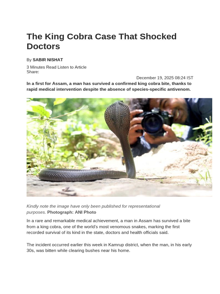 The King Cobra Case That Shocked Doctors PDF Venomous Snakes Snake