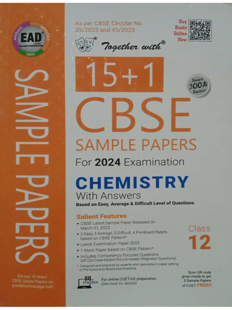 CBSE Chemistry Sample Papers 2024 | PDF | Fuel Cell | Chemical Reactions