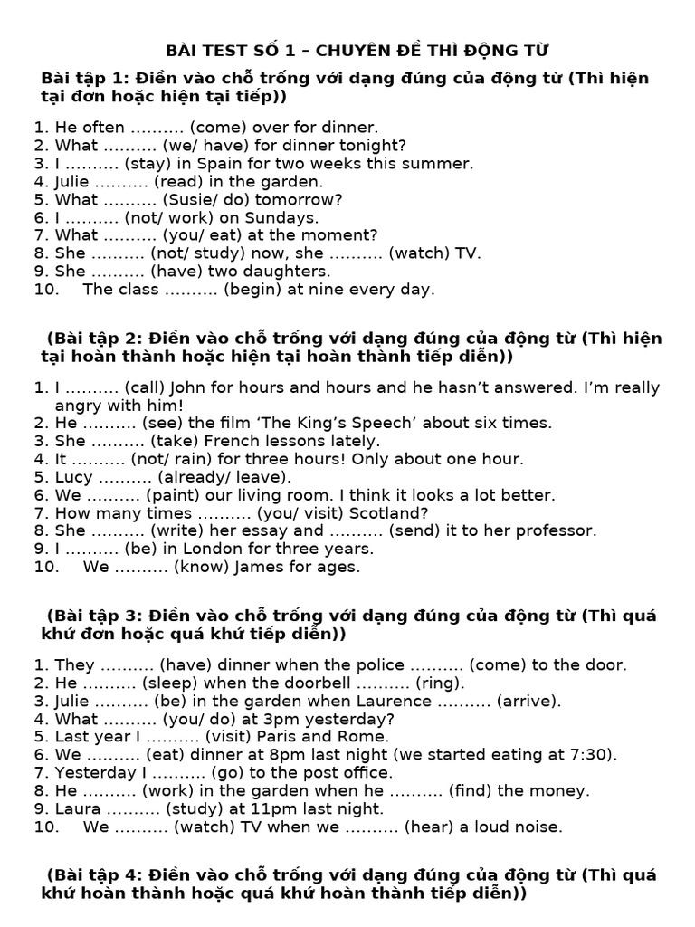 BÀI TEST SỐ 1 | PDF
