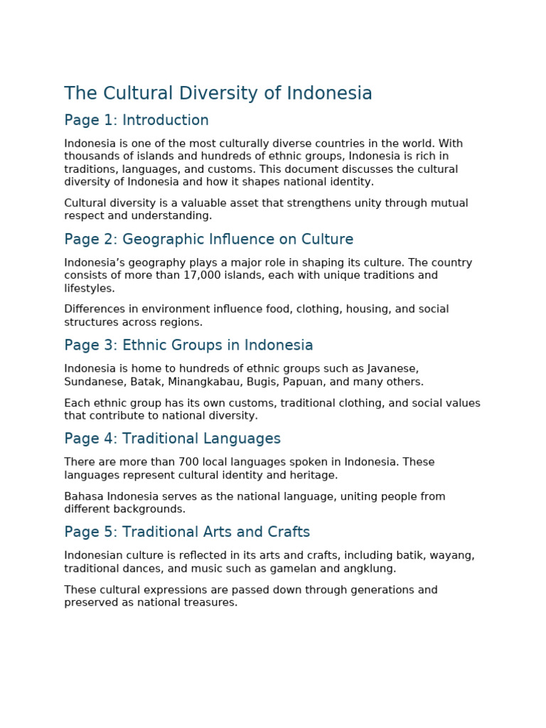 Cultural Diversity in Indonesia Explained | PDF | Indonesia ...