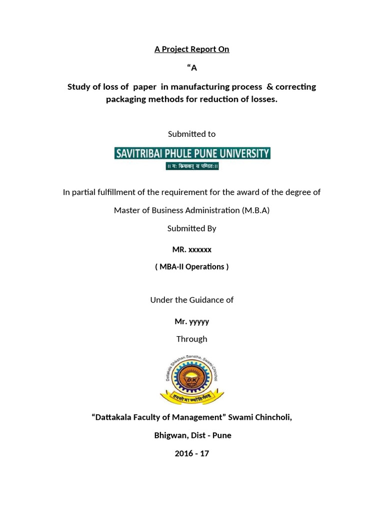 Mba Project | PDF | Waste | Water
