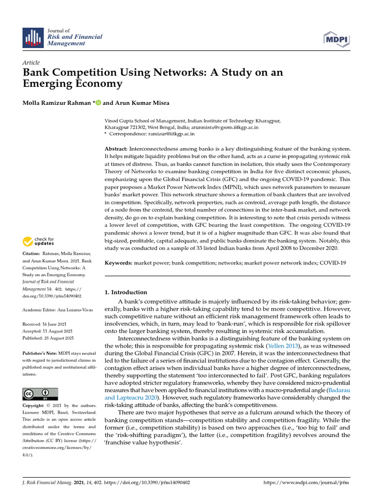 Bank Competition in India's Banking Networks | PDF | Market Power | Banks