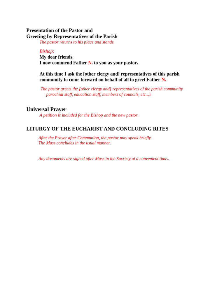 Pastor Introduction and Parish Greeting | PDF