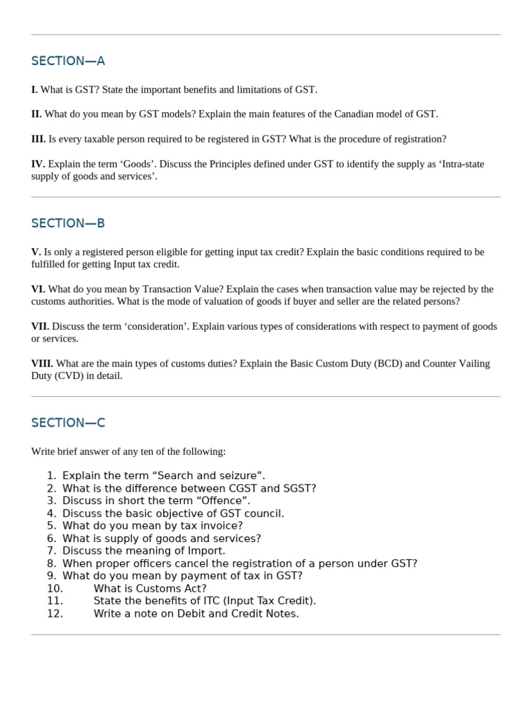 Understanding GST: Benefits, Models, and Duties | PDF