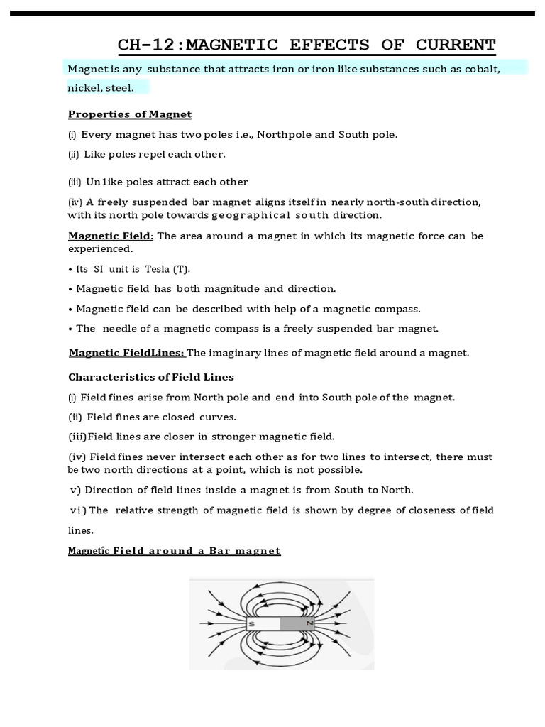 Magnetic Effects of Current Explained | PDF | Magnetic Field ...