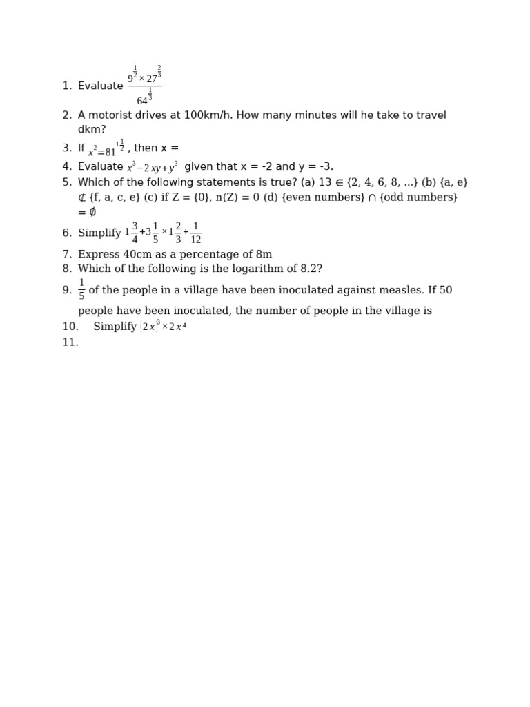 Ss1 Mathematics | PDF