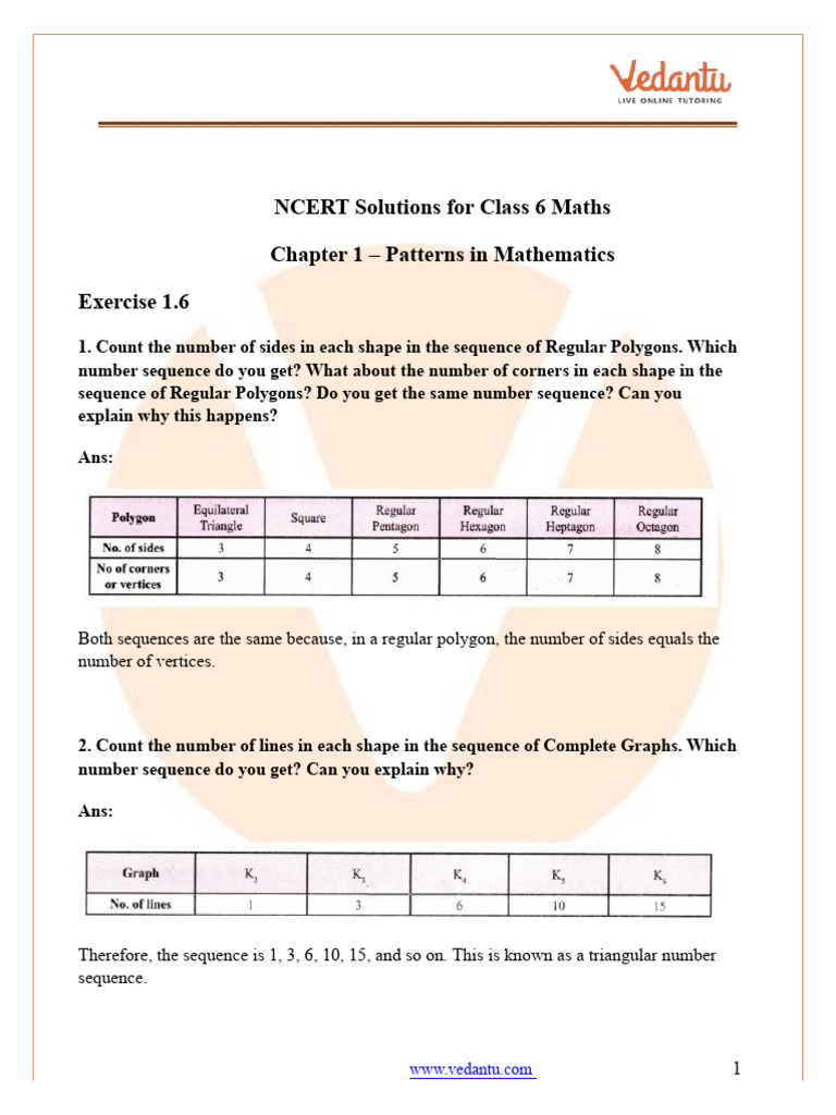 NCERT Solutions For Class 6 Maths Chapter 1 Patterns in Mathematics Ex ...