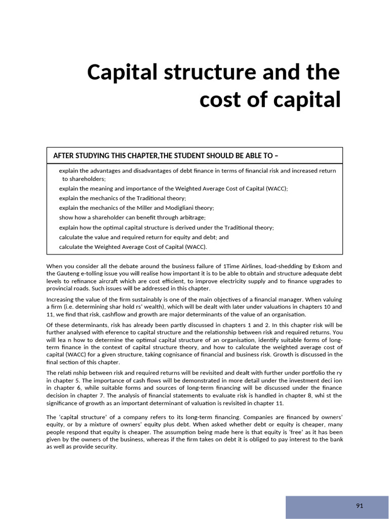 Capital Structure & Cost of Capital Explained | PDF | Capital Structure ...