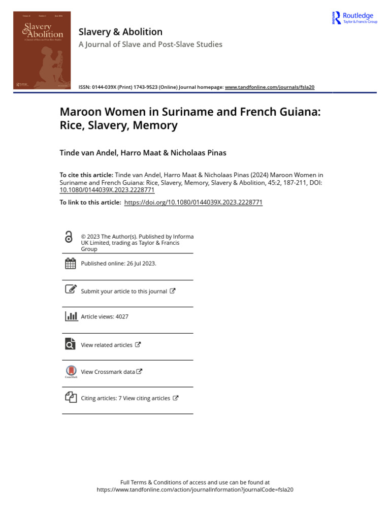 Maroon Women's Role in Rice Cultivation | PDF | Rice | Slavery