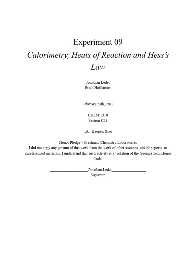 Experiment 09 | PDF | Calorimetry | Heat