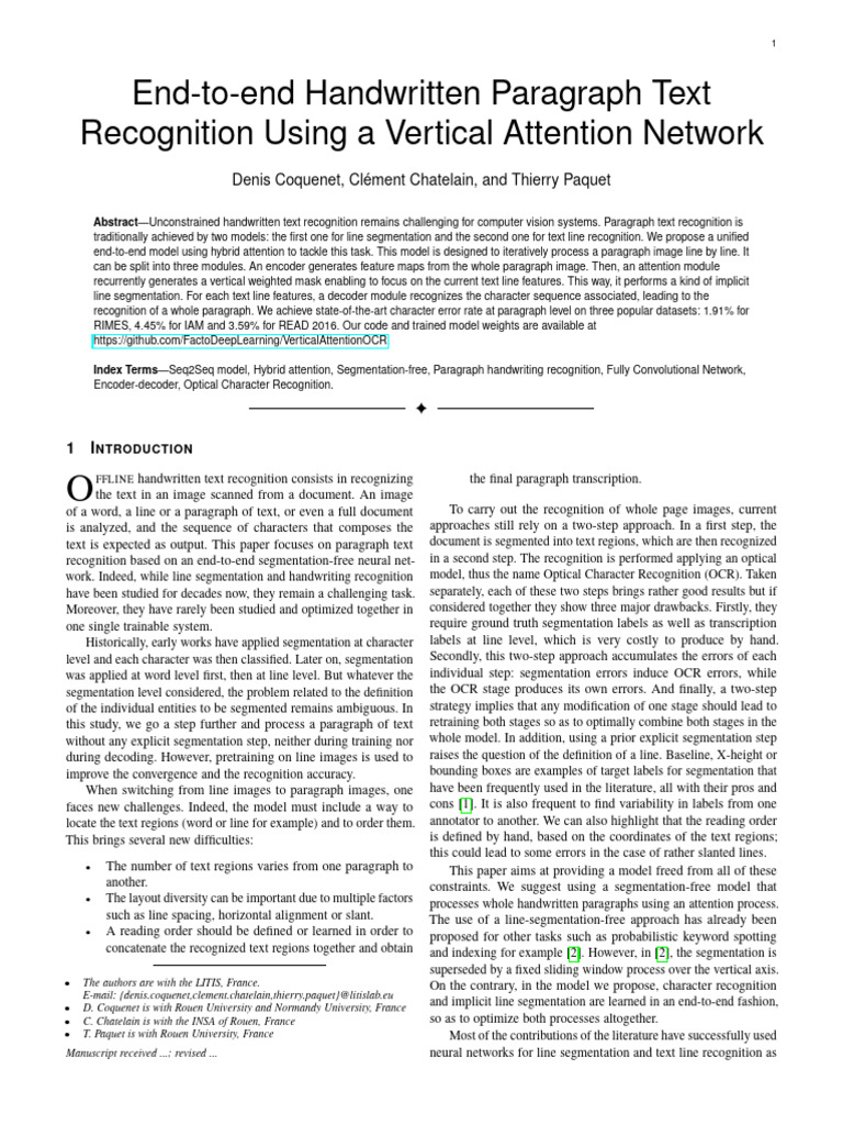 End-to-End Handwritten Text Recognition | PDF | Optical Character ...