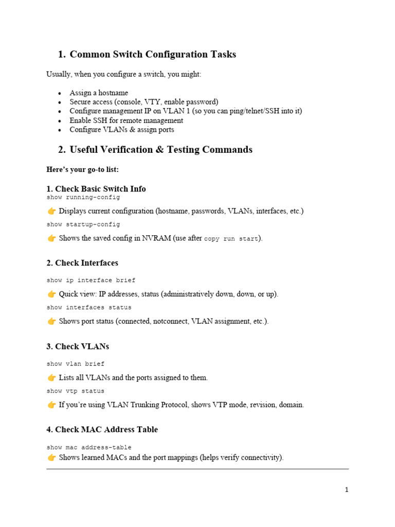 Essential Switch Configuration Guide | PDF | Network Switch | Internet ...