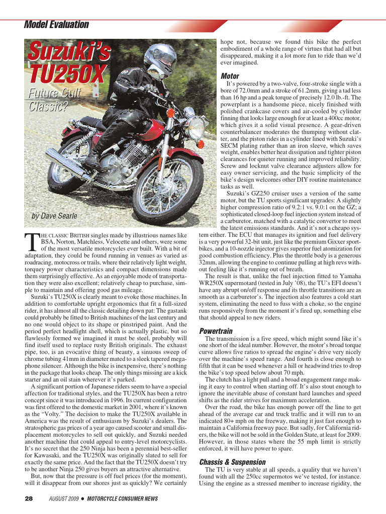 Suzuki's TU250X | PDF | Horsepower | Motorcycle