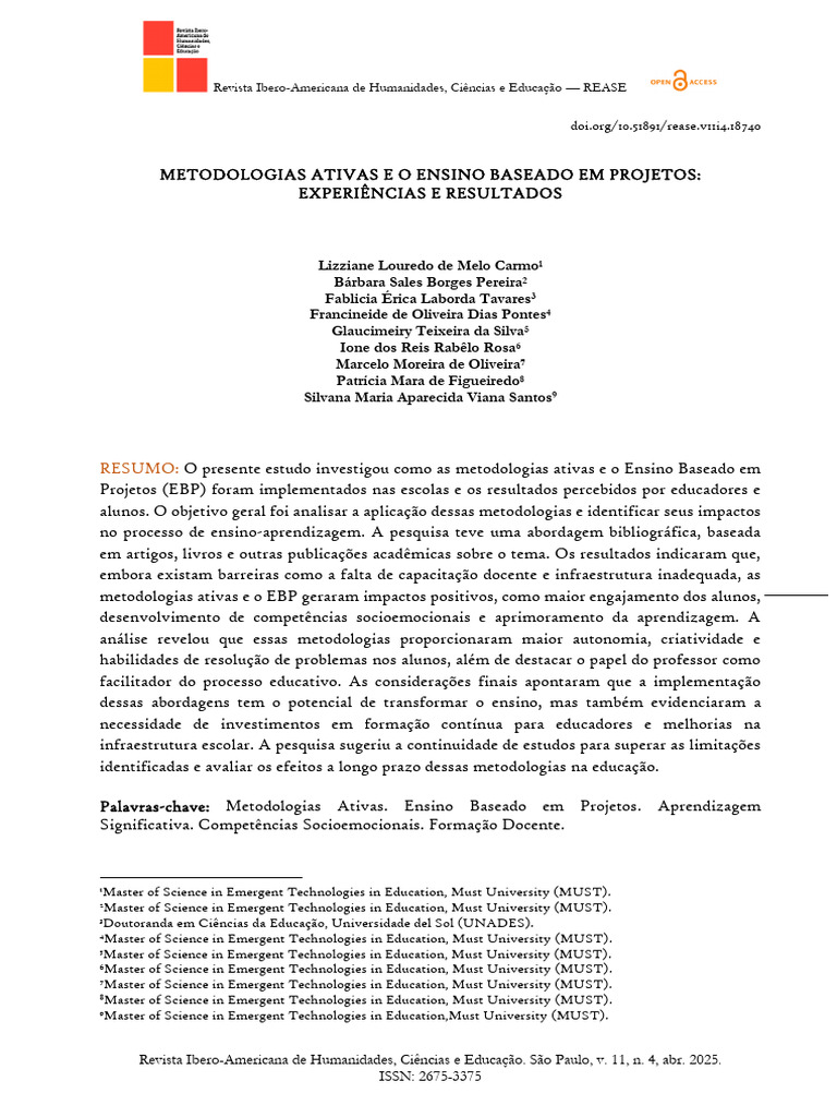 Metodologias Ativas e EBP na Educação | PDF | Aprendizado | Pedagogia